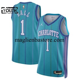Maglia NBA Charlotte Hornets LaMelo Ball 1 Jordan 2023-2024 Classic Edition Blu Swingman - Bambino